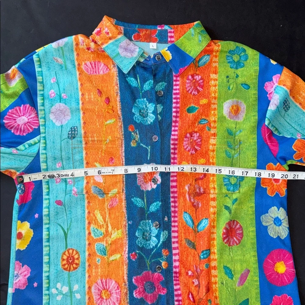 Retro Floral Flower Power Hippie Shirt - Picture 4 of 14